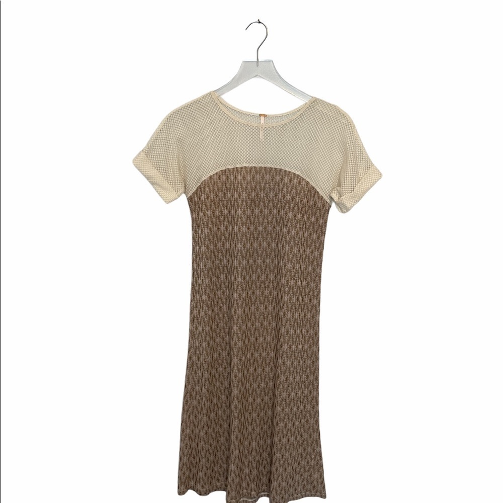 Free People Mesh Bodice Metallic Thread Dress XS